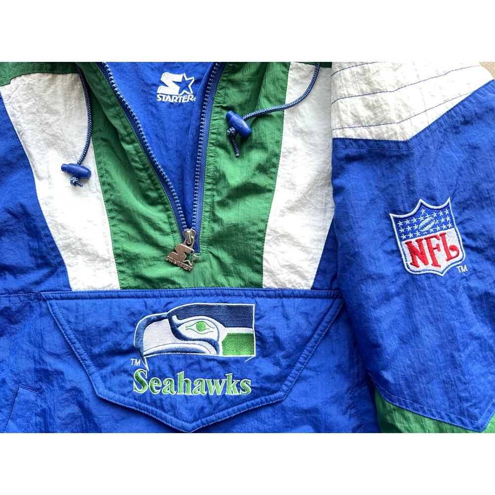 Seattle Seahawks 90s STARTER puffer 1/2 Pullover jacket M blue NFL Pro vintage